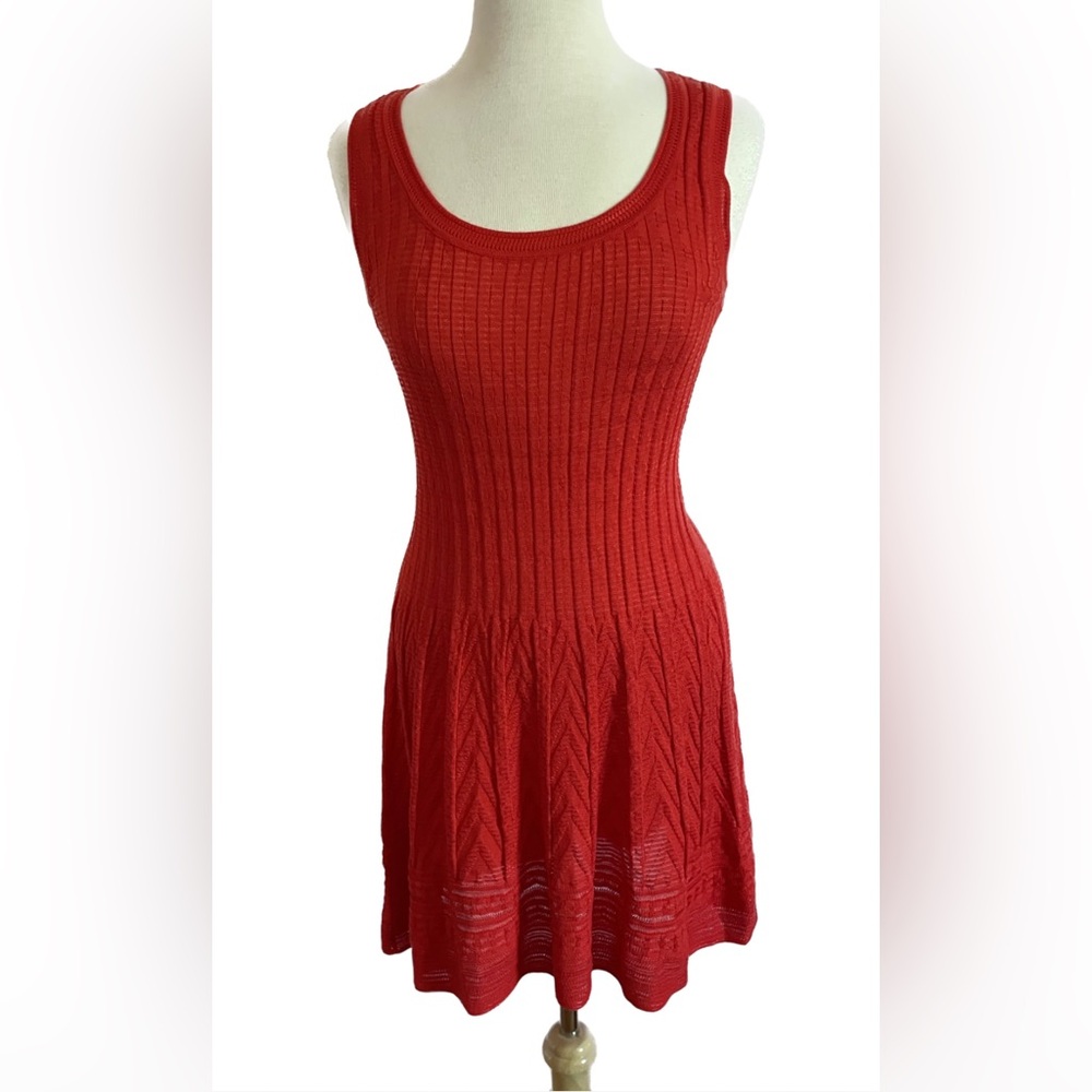 Missoni Vibrant Dark Orange Textured Mini Dress